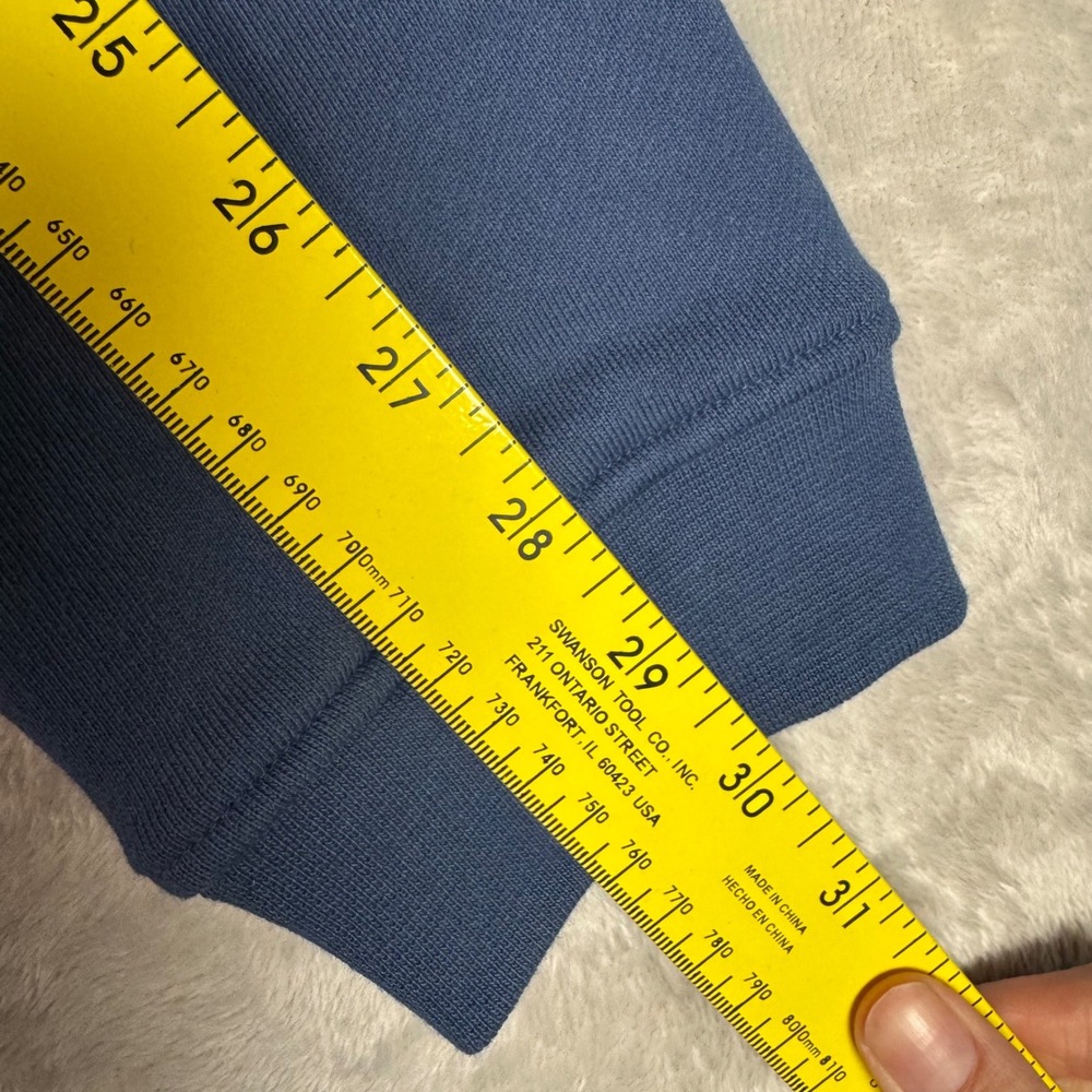 NWOT American Giant Men Midweight Snap Henley Pullover Sweatshirt L Blue Fleece - Picture 10 of 11